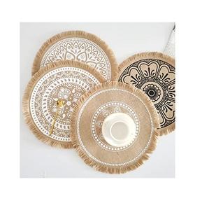 Alfombrillas tejidas redondas hechas a mano para mesa de comedor, accesorios de decoración para mesa de boda, diseño personalizado disponible - Product Image 2