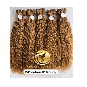 Vente en gros de 100% qualité supérieure 24 ''paquets de cheveux humains bouclés à cuticule alignée frontal naturel #14 vague de cheveux humains bruts - Product Image 1