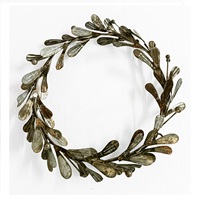 Elegante Corona Moderna de Lujo con Diseño de Hojas y Flores Metálicas para Primavera, Verano, Otoño, Invierno, Bodas en Interiores, Halloween, Día del Padre, Decoración de Pared