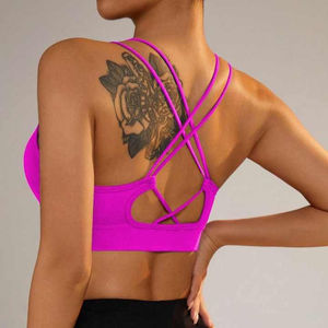High Quality Breathable <b>Ladies</b> Gym Sport Bra Custom Logo Cross Back Yoga Crop <b>Top</b> High for Impact Backless Simple Style - Product Image 5