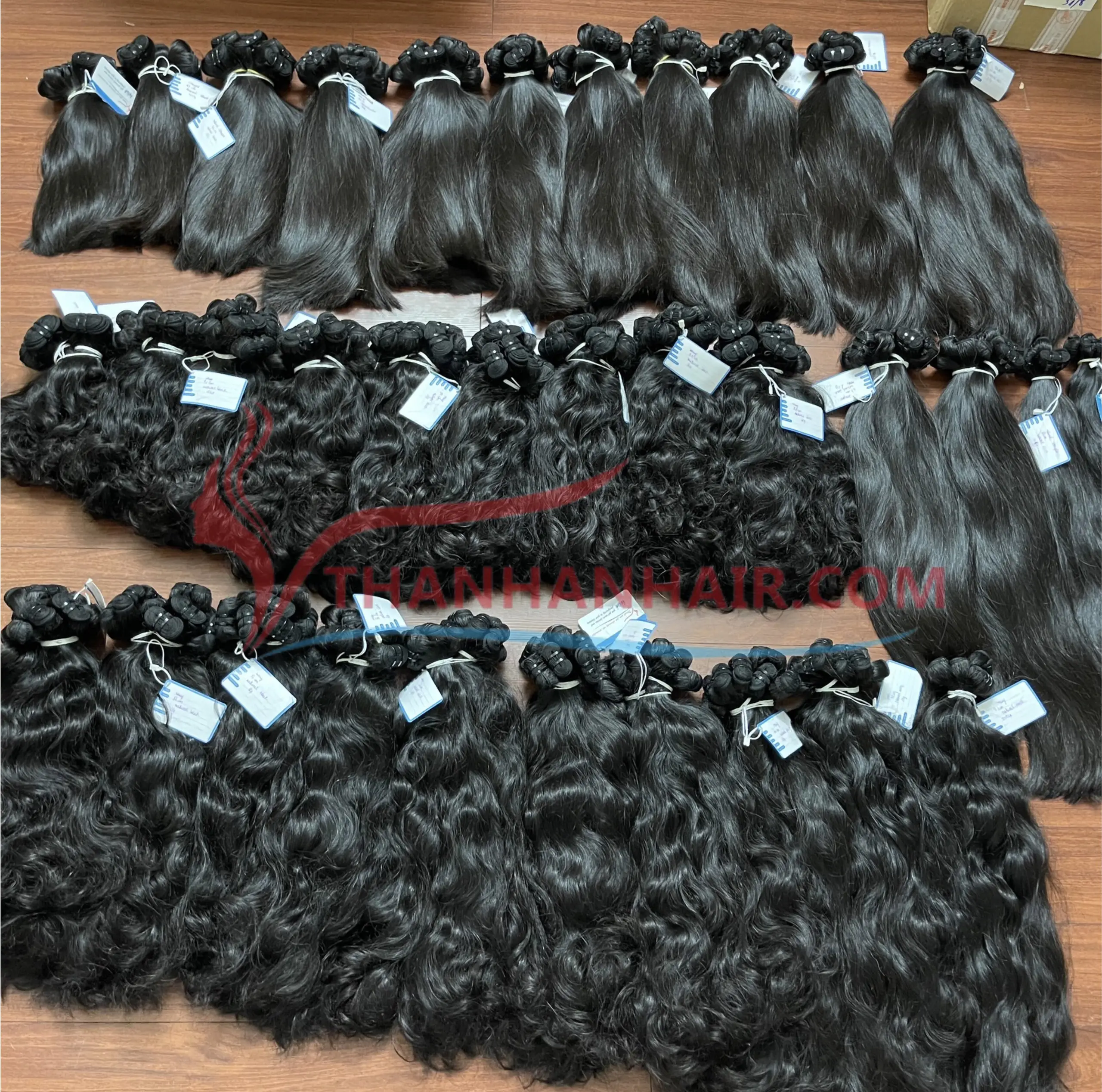 Ekstensi rambut Vietnam bersinar rambut lurus alami hitam 100% rambut manusia Vietnam mentah sangat berkualitas tinggi Thanh An