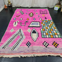 Hermosa y auténtica alfombra Boujaad 8x10, alfombra marroquí hecha a mano, alfombra de lana elegante tejida fucsia Bohemia bereber abstracta única a bajo precio