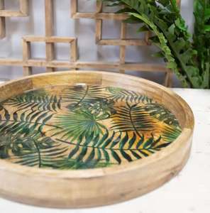 Vente en gros d'assiettes de fruits rondes en bois émaillé de qualité alimentaire au design moderne - Product Image 4