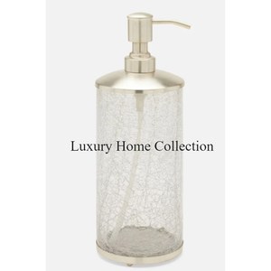 Distributeur et bouteille de savon liquide poli brillant de couleur argentée d'acier inoxydable avec la pompe de couleur d'or à couler et la conception de forme de feuille - Product Image 3