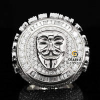 Bague Hip Hop Unique en Argent Sterling 925 pour Homme, Sertie de Diamants de Laboratoire Taille Baguette Ronde, 16 TCW, Idéale pour Fêtes et Mariages