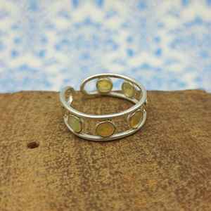 S925 Sterling Silver Small Opal Gem Stones Bague Lunette Réglage Bague Réglable Bijoux pour Femmes - Product Image 4