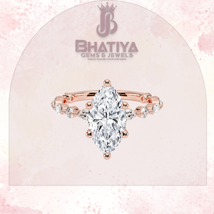 Marquise Cut 1-3 CT Lab Grown Diamonds Anillo de compromiso Timeless 10K/14K/18K IGI Certified Alternating Diamond Halo Ring - Product Image 3