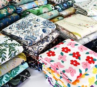 Tissu imprimé floral en popeline 100 % coton DM, motifs de roses, pour robes, jupes, textiles de maison, vêtements pour bébés filles