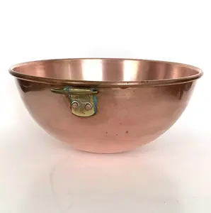 Suministro directo de fábrica Ecológico Tazón grande de cobre para mezclar clara de huevo Utensilios de cocina redondos Tazón de acero para comida de fiesta con asa - Product Image 4