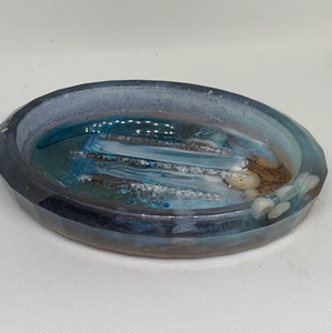 Porte-savon en résine Transparent et feuille d'argent Design rond Porte-savon en résine Prix bon marché - Product Image 6