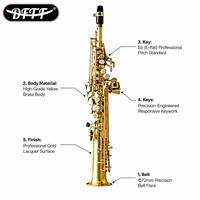 Professional Eb Soprano Saxophone-High Quality Gold Lacquer Brass Body Rust Resistant OEM Service for Orchestral Use