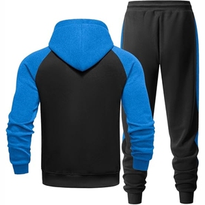 Logo personnalisé hommes haute qualité fermeture éclair sweats à capuche avec poches ensemble pantalon de gym pulls décontractés imprimé tricoté Jogging survêtement - Product Image 2