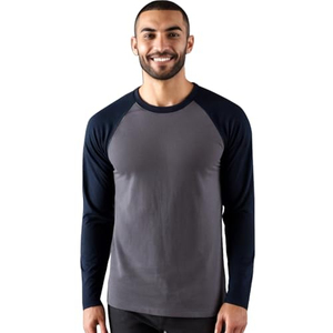 Venta al por mayor de camisetas de diseño personalizado para hombre raglán de algodón de manga larga con cuello redondo estampado de alta calidad ropa informal al por mayor personalizada - Product Image 4