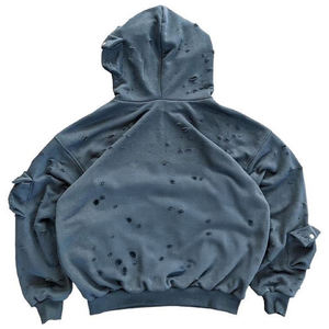 Sudaderas con capucha Unisex de gran tamaño Boxy, ropa de calle personalizada, rasgada, Vintage, lavado, sol, desteñido, diseño desgastado para hombres, sol de invierno - Product Image 2