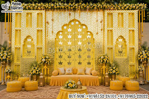 Outdoor Wedding <b>Mirror</b> Work Arch <b>Panel</b> Frames Elegant Moroccan Style Wooden Backdrop With Floral Decors For Wedding Decoration - Product Image 6