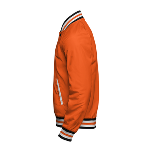แจ็กเก็ตซาตินบอมเบอร์ของผู้ชายแผ่นปักลายตัวอักษรโลโก้ตามสั่ง - Product Image 4