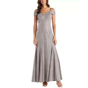 Abito da Cerimonia Grigio in Raso con Paillettes per Donna, Spalline Sottili con Cerniera e Vestibilità Lunga - Taglia 10 di R M Richards - Product Image 1