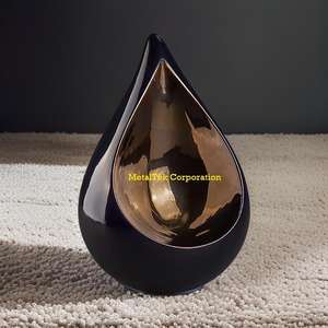 โกศใส่เถ้ากระดูกสำหรับผู้ใหญ่โกศประดับรูปหยดน้ำตาสีทองสีดำสวยงามรูปทรงใหม่ - Product Image 5