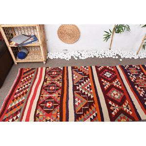 Vintage Turkish <b>Runner</b> Rug 2.9x9.1 ft (89x276 cm), <b>Red</b> Patchwork Herki Rug - Product Image 5