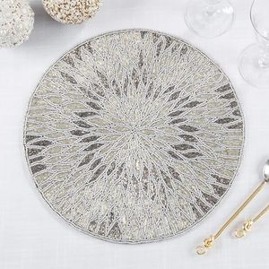 Handmade Glass Beaded Unique Placemat Gold <b>Table</b> <b>Mat</b> for Home Family Gatherings Banquets Wedding & Special Occasion - Product Image 4