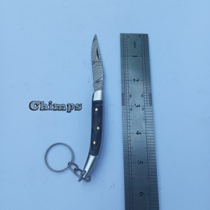 Couteau de poche pliant mini porte-clés en acier Damas avec manche en bois, idéal pour le camping, petit format, pas cher, vente chaude - Product Image 2
