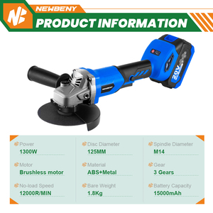 <span class=keywords><strong>Amoladora</strong></span> angular eléctrica sin escobillas ajustable de 3 velocidades y 12000RPM, herramientas eléctricas de pulido de corte inalámbrico para batería <span class=keywords><strong>Makita</strong></span> - Product Image 4