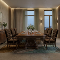 Ensemble de canapés en velours capitonnés de style européen classique avec structure en bois sculpté pour villas de luxe et projets hôteliers