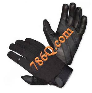 Guantes tácticos de cuero de supervivencia al aire libre negros con guantes de manejo protectores de goma - Product Image 1