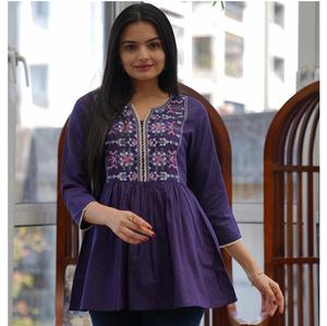 Premium Cotton Short <b>Top</b> for Ladies Lightweight Summer Comfort Ethnic Clothing <b>Indian</b> Pakistani Maruti Fashion MF334 Digital - Product Image 1
