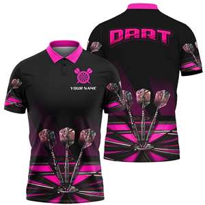 Camiseta de Polo de Dardos Personalizada por Sublimación, Jersey con Botones Personalizado, Camiseta de Manga Corta Dart Master, Diseña Tu Propia Camiseta de Dardos - Product Image 5