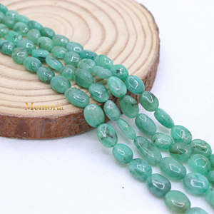 Cuentas de piedras preciosas de Esmeralda naturales hechas a mano, collar de piedras preciosas lisas de 2 capas, joyería única fina, precio al por mayor - Product Image 4
