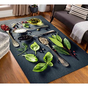 Tapis de cuisine aux herbes et épices : Tapis de sol moderne antidérapant, tapis doux non tissé - Product Image 2