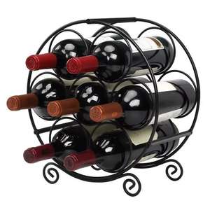 Round Black Finished Metal Wine Bottle Rack for Bar Hotel Restaurant <b>Accessories</b> Multiple Champagne Wine Bottle Holder Wine Rack - Product Image 1
