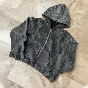 Sudadera con capucha para hombre de moda personalizada de calle con diamantes de imitación al por mayor - Product Image 2
