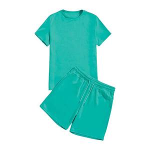 Venta al por mayor precio diseño personalizado verano nueva llegada poliéster algodón Jogging ropa deportiva cuello redondo Camiseta y pantalones cortos conjuntos transpirable - Product Image 3