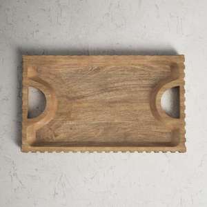 Bandeja de servicio de madera redonda de diseño antiguo Premium clásico con mango de madera forma personalizada y tamaño disponible ta precio de venta - Product Image 1