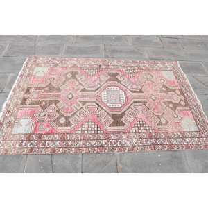 Alfombra Turca de 4.1x6.3 pies, Alfombra Vintage, Alfombra Marroquí Roja - Product Image 4