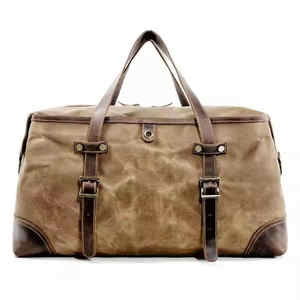 Sac polochon en cuir véritable OEM avec impression personnalisée de haute qualité Sac de voyage de sport avec fermeture à glissière au prix de gros - Product Image 4