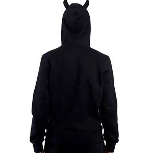 2024 alta calidad hecho a medida 100% algodón hombres sudadera de lana de invierno de gran tamaño Sudadera con capucha con cremallera completa Devil Horn Style (PayPal - Product Image 3