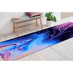 Alfombra Vortex Illusion: Alfombra Moderna con Estampado Abstracto Azul, Alfombra Delgada No Tejida - Product Image 5