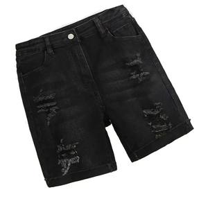 Men Street Wear Denim 100% Cotton Shorts Custom Printed Distressed Embroidery Shorts - Product Image 1