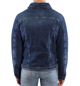OEM 2026 Hot Sell <b>Men's</b> Blue Denim Jacket Casual Outerwear Cropped Turn Down Collar Washed Diamonds Button <b>Belt</b> - Product Image 5
