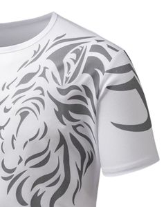 Camiseta Deportiva de Poliéster con Estampado de León Blanco y Gris para Hombre, Corte Atlético, Manga Corta, Transpirable, para Gimnasio, Entrenamiento Deportivo, Ropa Casual - Product Image 2