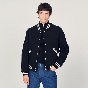 Veste universitaire en laine avec logo personnalisé de haute qualité pour hommes Blouson bombardier à poches boutonnées Letterman College Baseball - Product Image 2