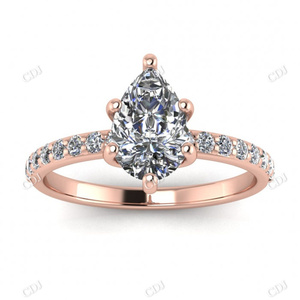 Inde Top vendeur en forme de poire plaqué or Moissanite bagues de fiançailles or pur Solitaire bague d'éternité bijoux personnalisés - Product Image 4