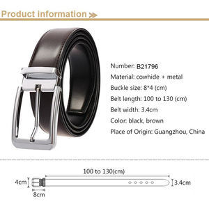 Ceintures en cuir véritable pour hommes de haute qualité Longueur personnalisée Style décontracté et occidental avec boucle en acier-Vente en gros - Product Image 2