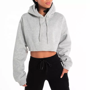 Sweat à capuche court avec logo personnalisé pour femmes, mode, streetwear, vente en gros de vêtements d'hiver avec sérigraphie - Product Image 6