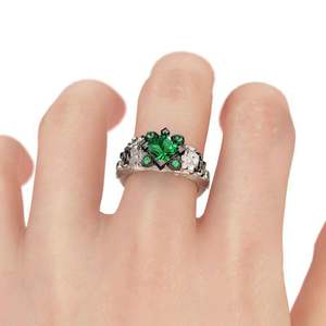 Jeulia Flower Design Princess Cut Sterling Silver <b>Skull</b> <b>Ring</b> - Product Image 4