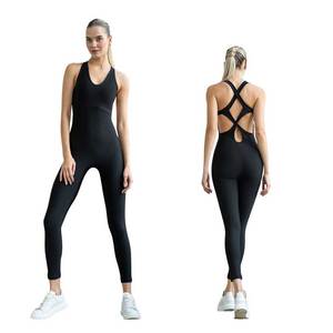 Combinaison de sport et de yoga unisexe grande taille sans manches, respirante, en polyester/nylon côtelé, unie, sérigraphiée personnalisée - Product Image 1