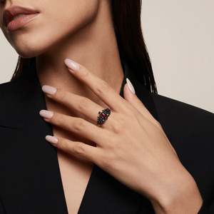 Jeulia Black <b>Crown</b> Dark Rose Queen Cushion Cut Fashion <b>Ring</b> - Product Image 4